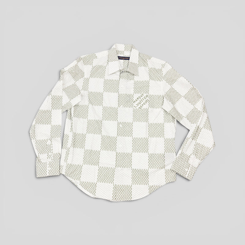 Louis Vuitton Damier Button Up Shirt in White/Grey