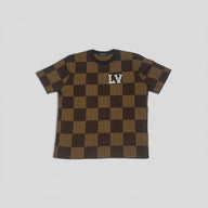 Louis Vuitton Damier Short-Sleeved Crewneck With LV Crystal Patch