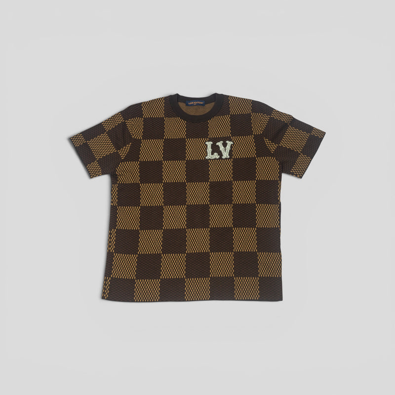 Louis Vuitton Damier Short-Sleeved Crewneck With LV Crystal Patch
