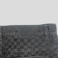Louis Vuitton Damier Ultrablack Flocked Wide Leg Denim Pants in Black