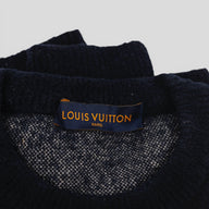 Louis Vuitton Distressed Flock Monogram Sweater in Navy