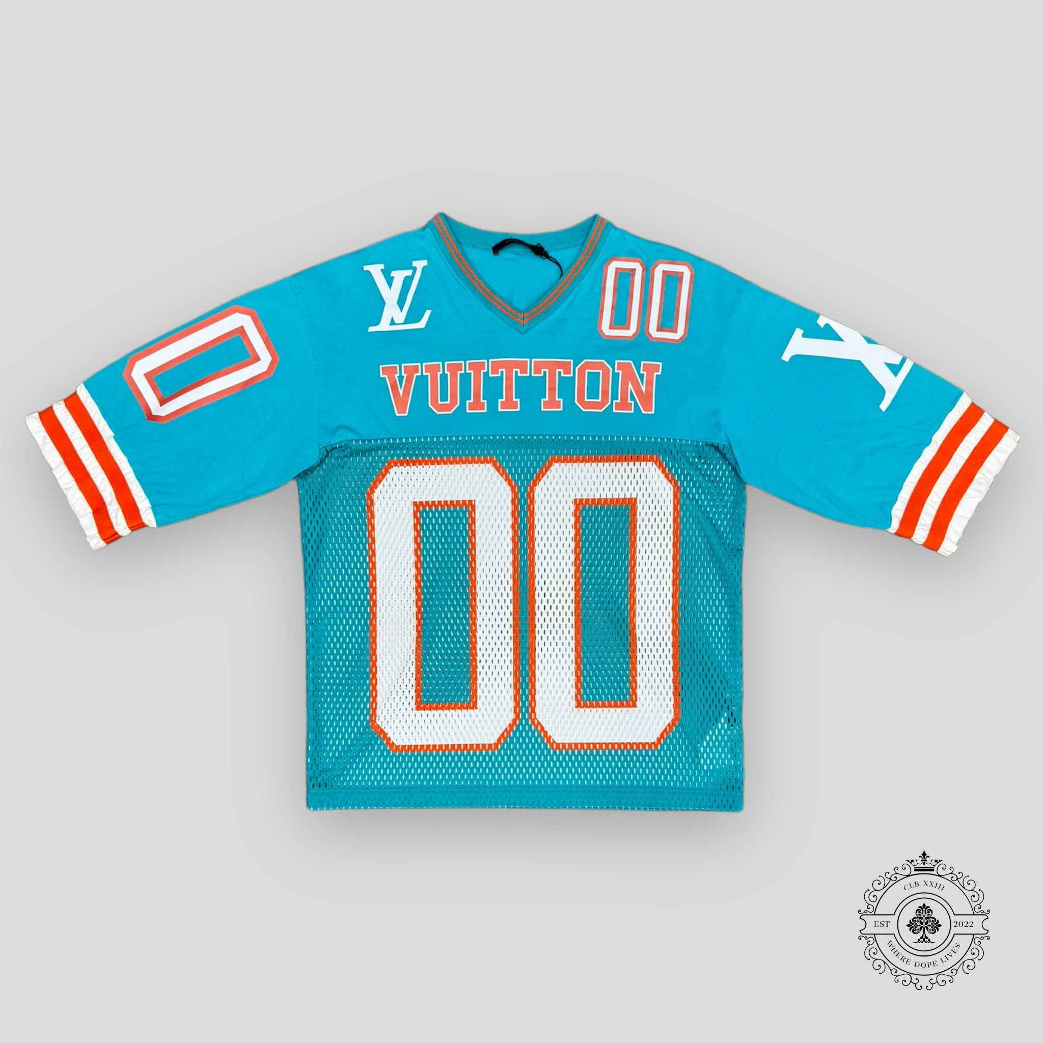 Louis Vuitton Hockey Jersey Tee in Turquoise/Orange
