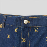 Louis Vuitton LV Embroidered Denim Shorts in Dark Wash