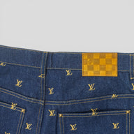 Louis Vuitton LV Embroidered Denim Shorts in Dark Wash