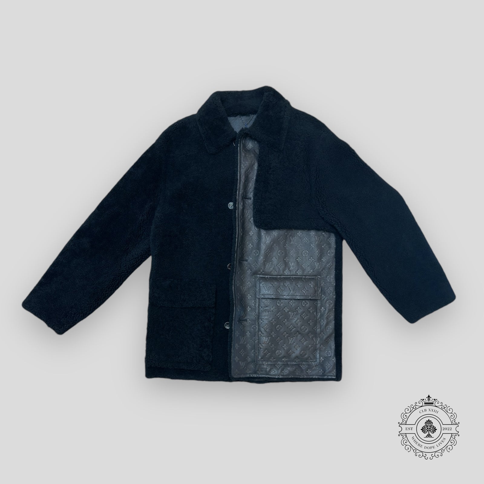 Louis Vuitton Leather and Shearling Business Coat