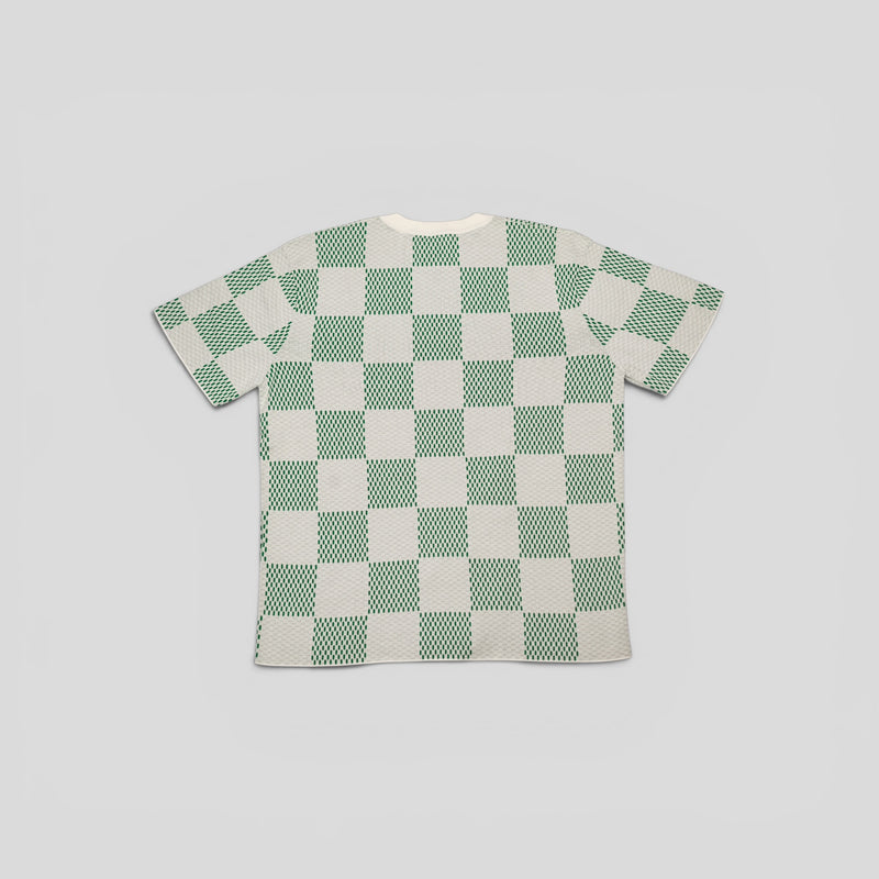 Louis Vuitton Light Damier Knitted Short Sleeve Crewneck in Green/White