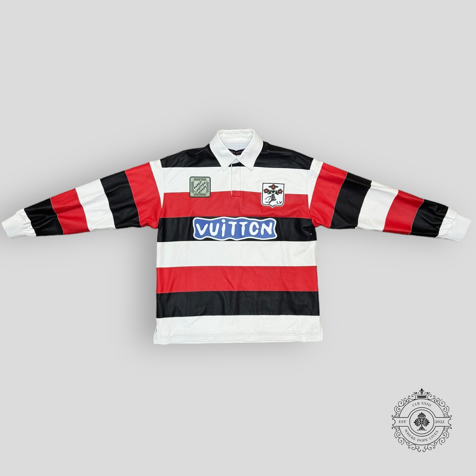 Louis Vuitton Long-Sleeved Leather Intarsia Rugby Polo