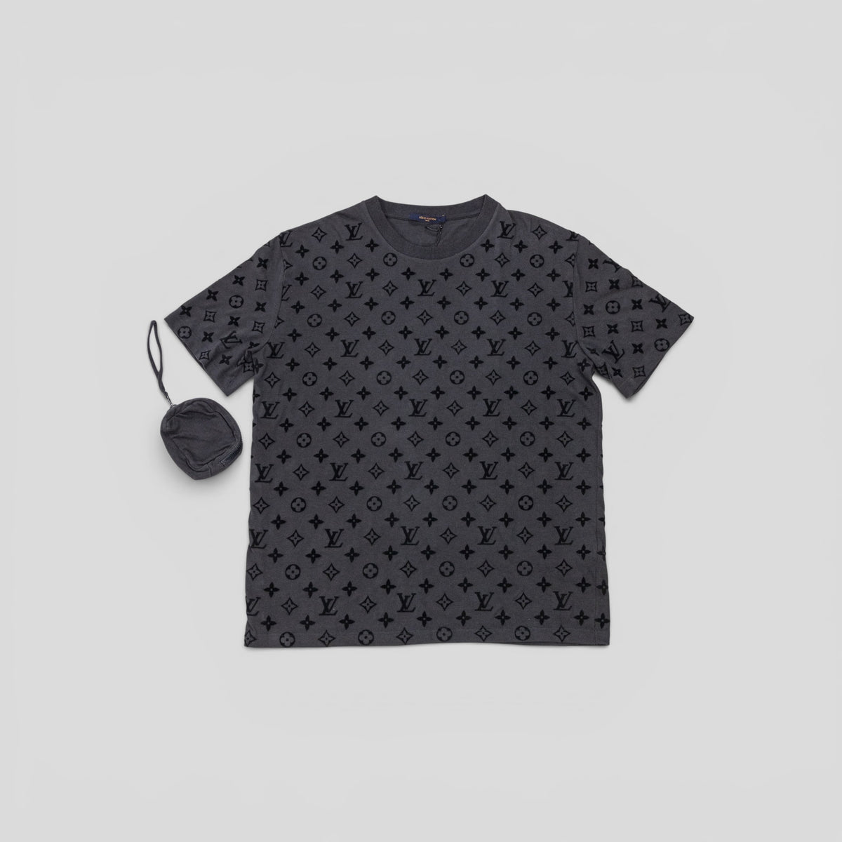 Louis Vuitton Monogram Flocked Zip Pocket T-Shirt in Grey