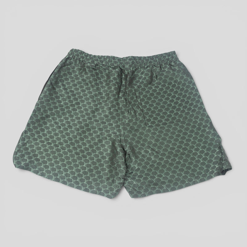 Louis Vuitton Monogram Jacquard Silk Blend Gym Shorts in Grey/Blue