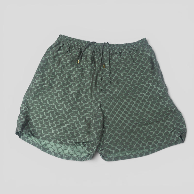 Louis Vuitton Monogram Jacquard Silk Blend Gym Shorts in Grey/Blue