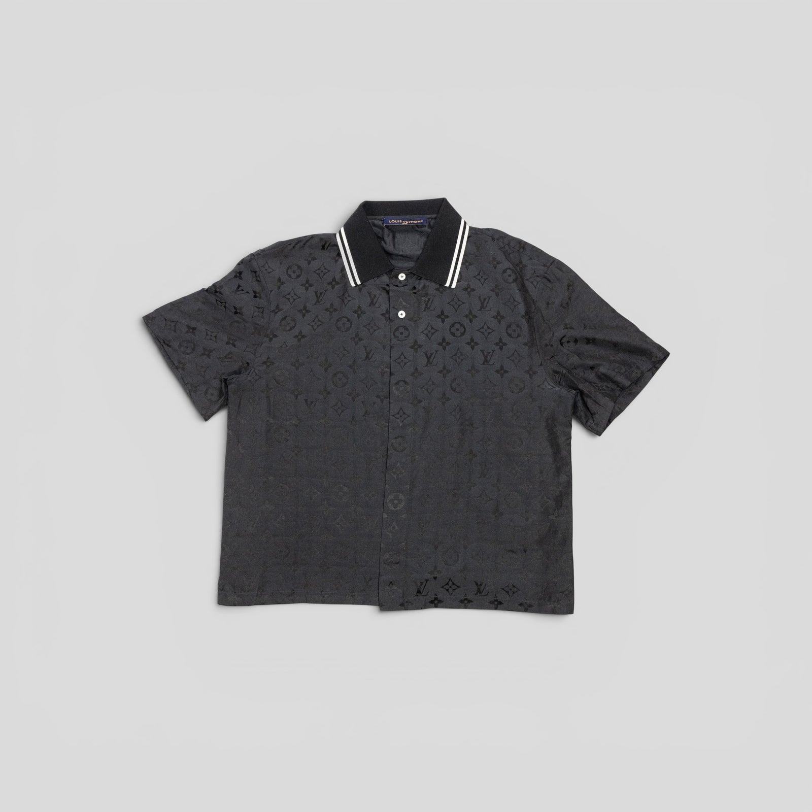 Louis Vuitton Monogram Moire Jacquard Silk Shirt in Black