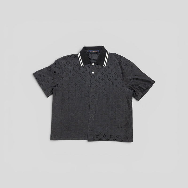 Louis Vuitton Monogram Moire Jacquard Silk Shirt in Black