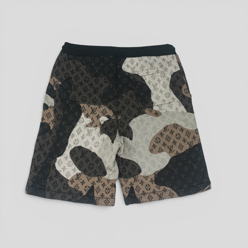Louis Vuitton Patchwork Portrait Monogram Shorts in Black/Grey/Brown