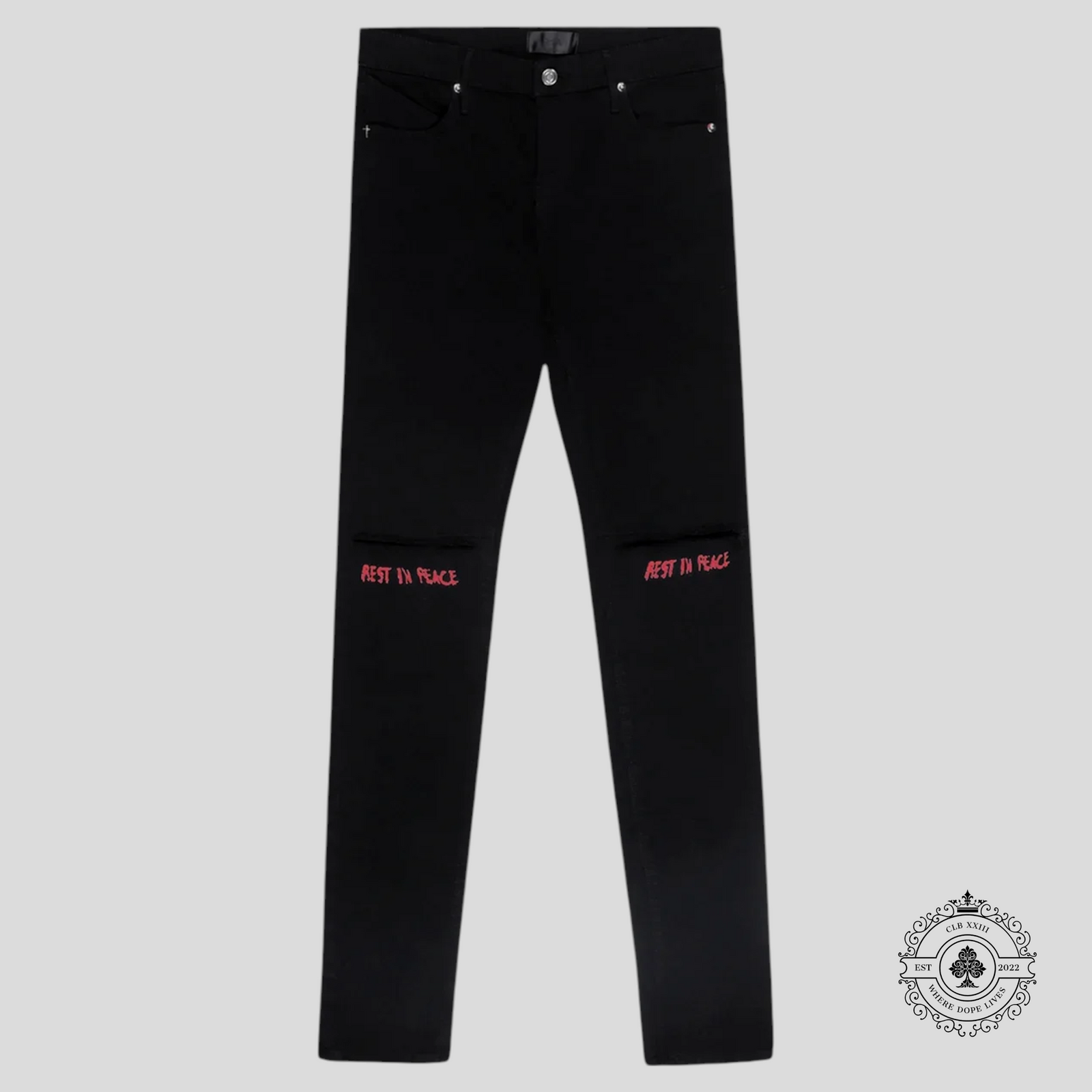 RTA Bryant Rest in Peace Skinny Jean in Black/Red