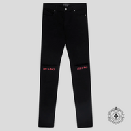 RTA Bryant Rest in Peace Skinny Jean in Black/Red