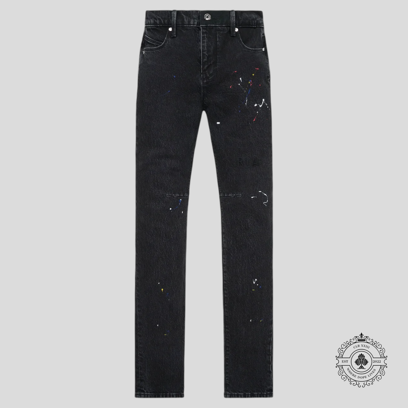 RTA Olivier Tri Paint Skinny Jeans in Black