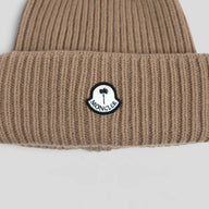 Moncler Palm Logo Beanie in Brown