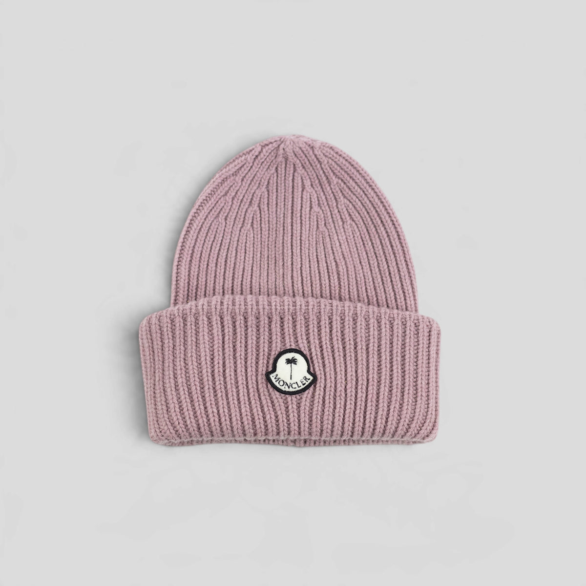 Moncler Palm Logo Beanie in Lavender