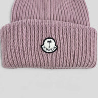 Moncler Palm Logo Beanie in Lavender