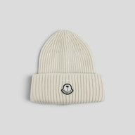 Moncler Palm Logo Beanie in White