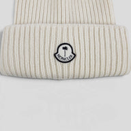 Moncler Palm Logo Beanie in White