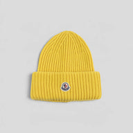 Moncler Palm Logo Beanie in Yellow