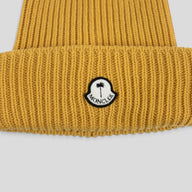 Moncler Palm Logo Beanie in Yellow