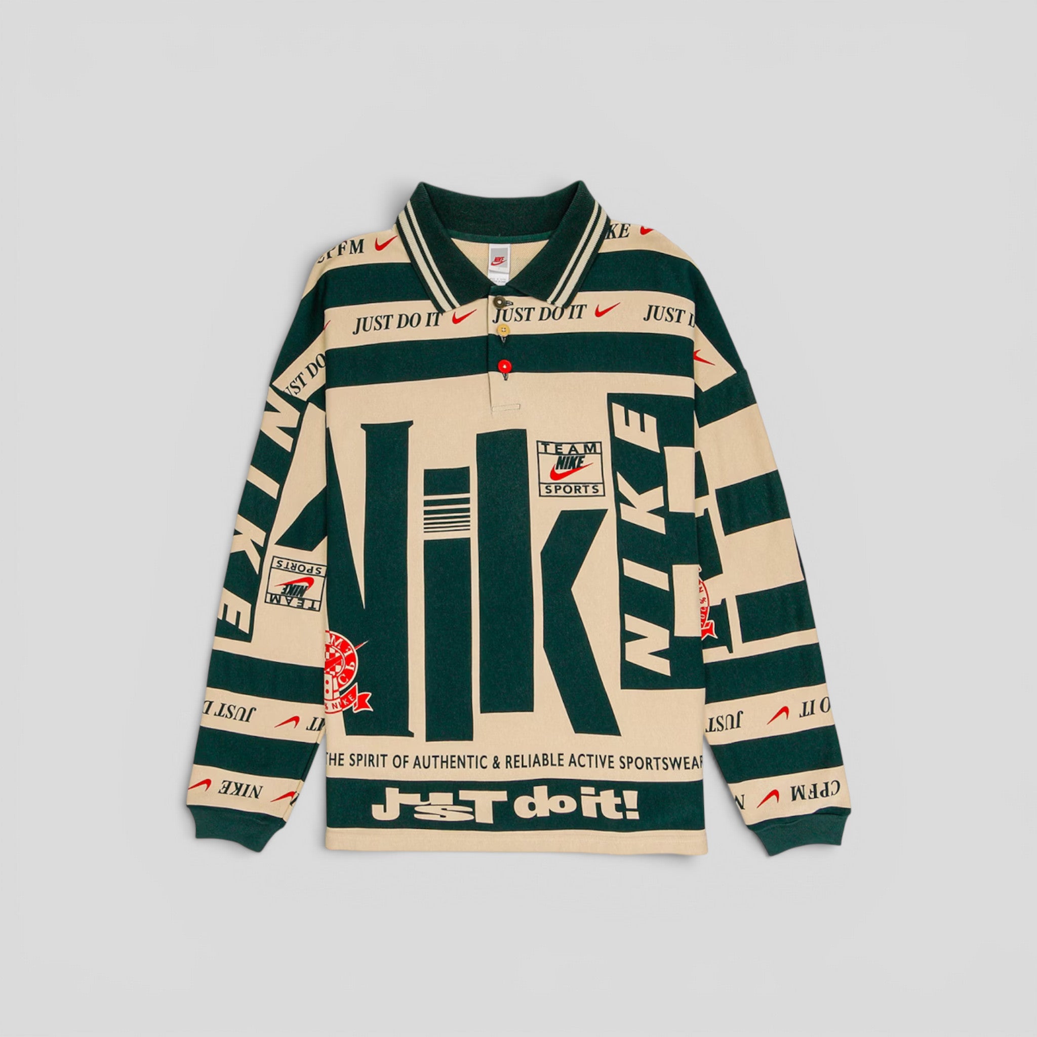 Nike CPFM Polo Long Sleeve in Cream/Green
