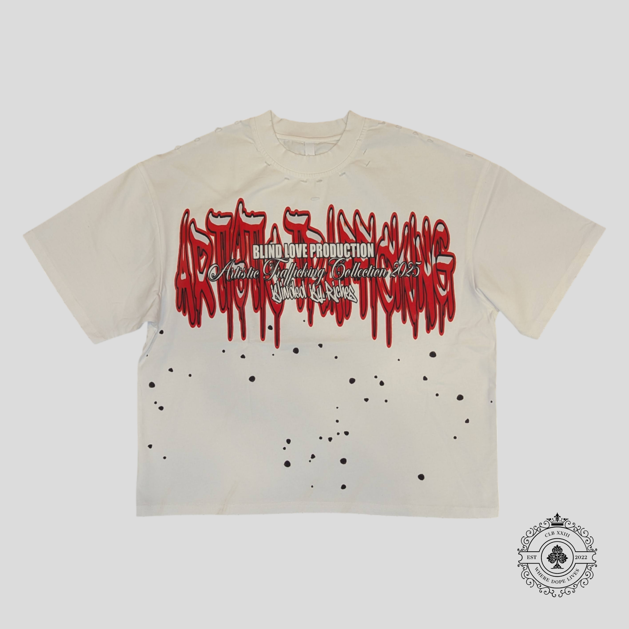 Blind Love Artistic Trafficking T-Shirt in White/Red