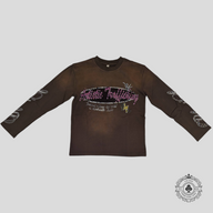 Blind Love Artistic Trafficking Rhinestone Crewneck in Brown