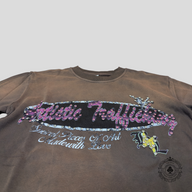 Blind Love Artistic Trafficking Rhinestone Crewneck in Brown