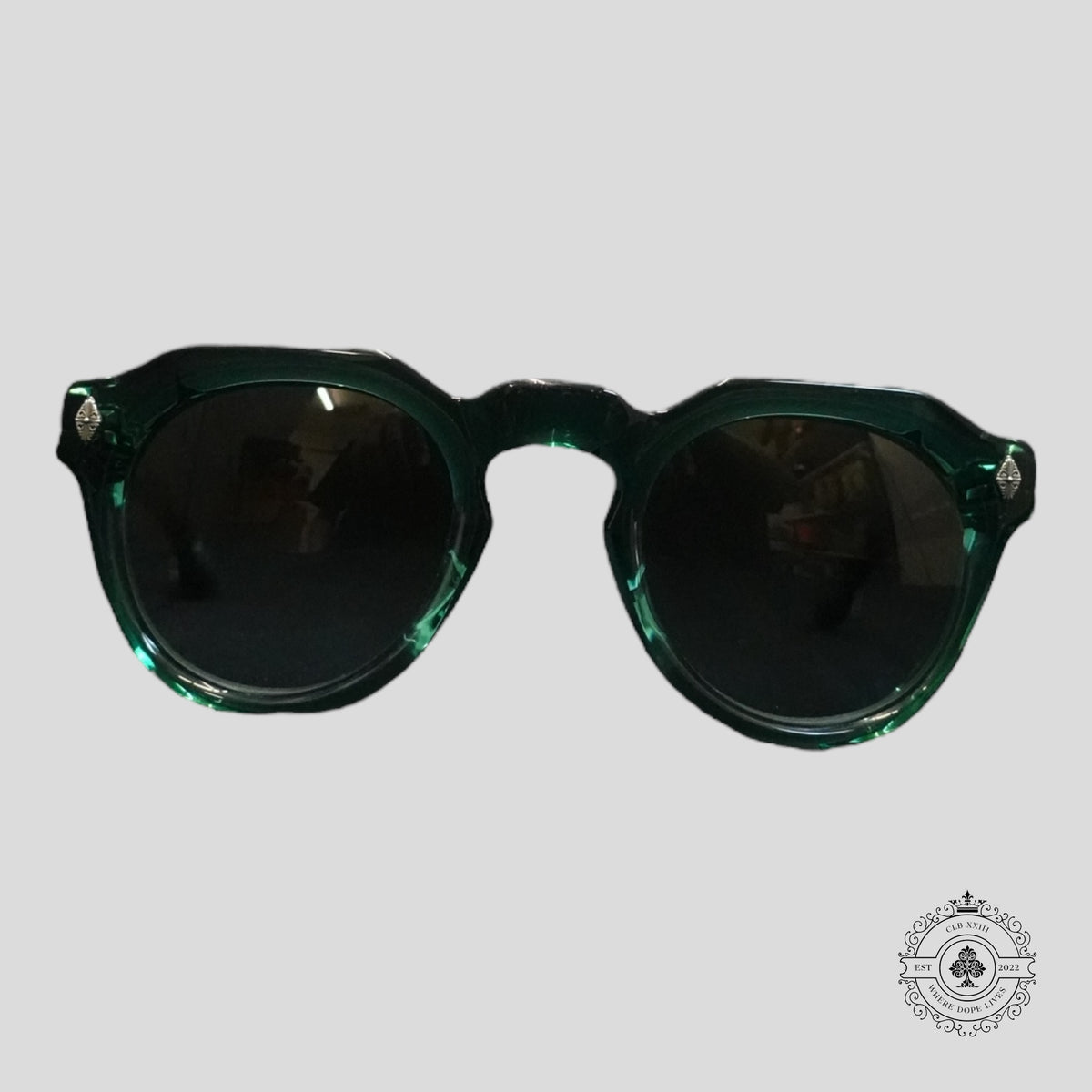 Chrome Hearts Lizard Boot Sunglasses in Marine Green/Silver