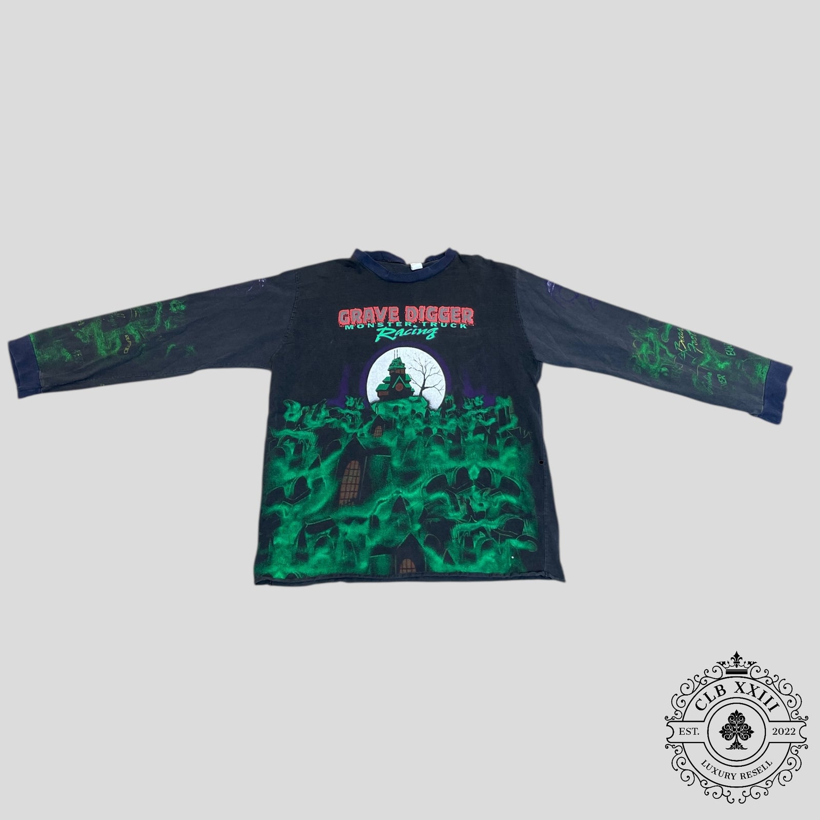 Vintage Grave Digger Monster Truck Racing Long Sleeve Tee in Black