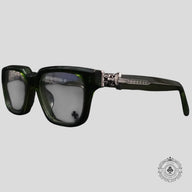 Chrome Hearts Diamond Embellished Vagillionaire II Glasses in Green/Silver