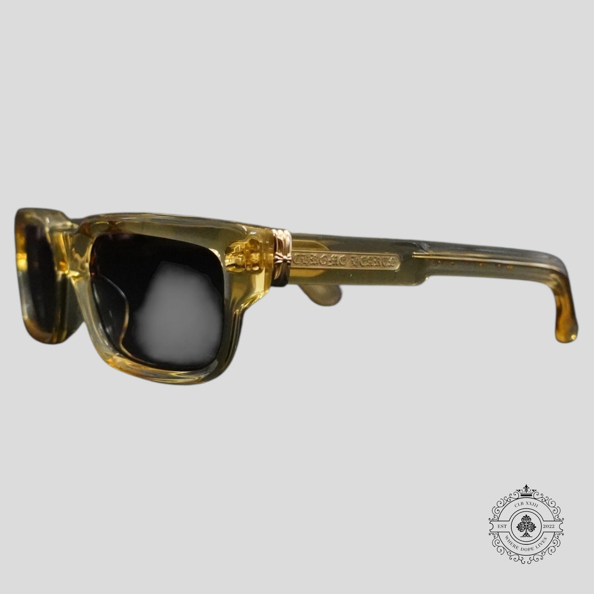 Chrome Hearts 2 Thick Sunglasses in Clear/Gold