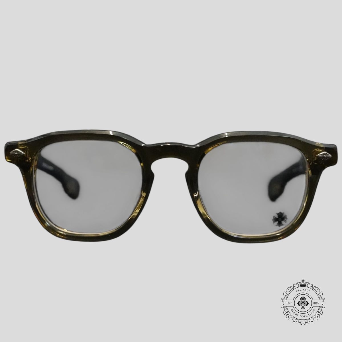 Chrome Hearts Chirp Chirp Glasses in Olive/Silver