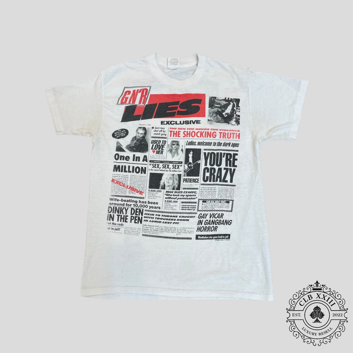 Vintage Guns N' Roses G N' R Lies T-Shirt in White