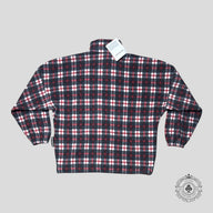 Balenciaga Oversized Tartan Fleece Sweater in Black/Red/White