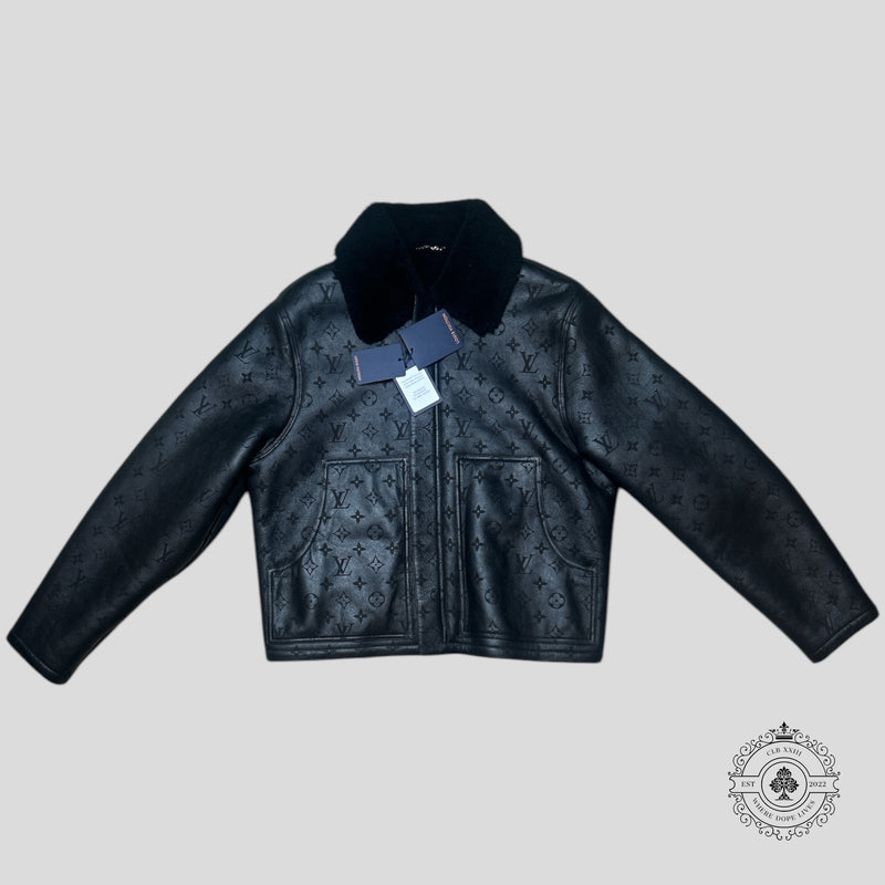 Louis Vuitton Shearling Embossed Monogram Jacket in Black