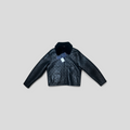CLB XXIII Louis Vuitton black shearling jacket featuring an embossed monogram pattern and a plush collar
