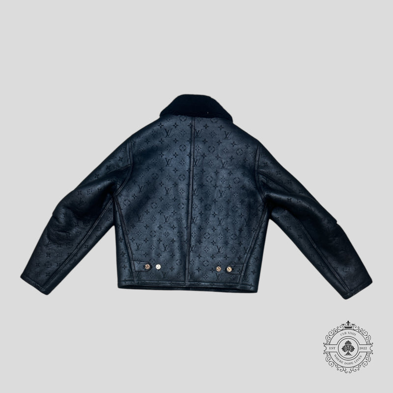 Louis Vuitton Shearling Embossed Monogram Jacket in Black