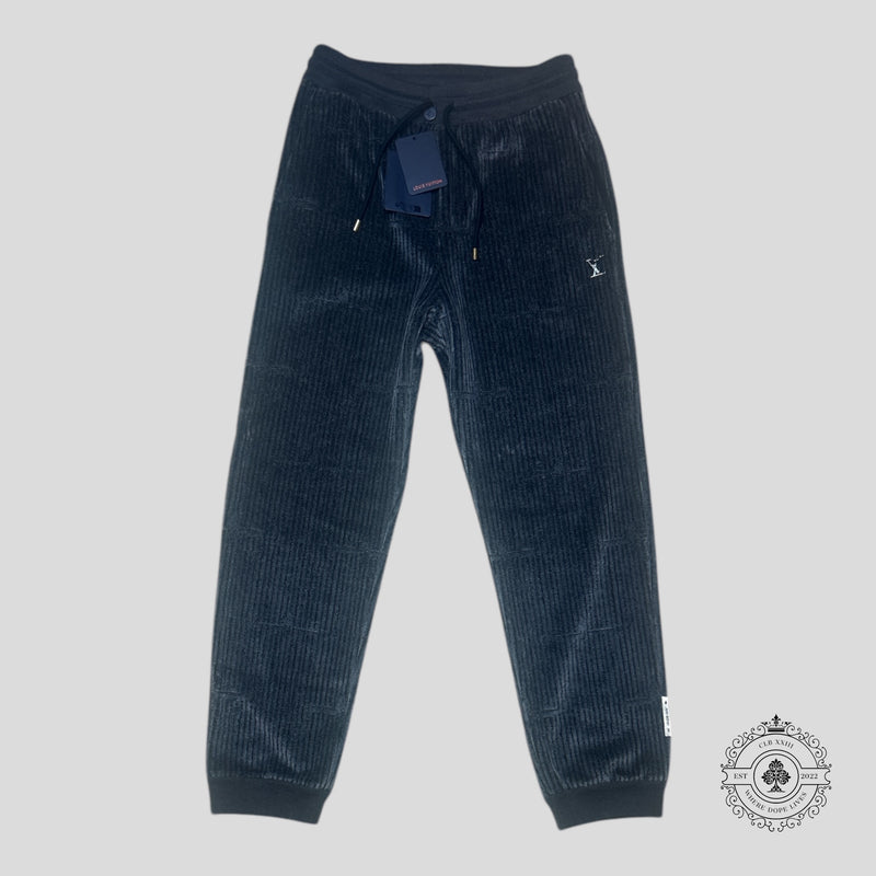 Louis Vuitton X Park Seo-Bo Velvet Trackpants in Dark Grey