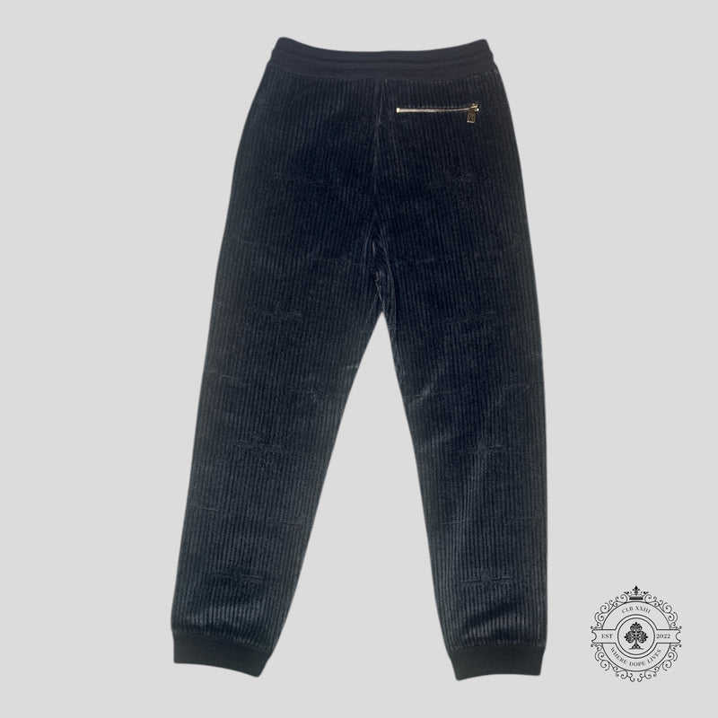 Louis Vuitton X Park Seo-Bo Velvet Trackpants in Dark Grey
