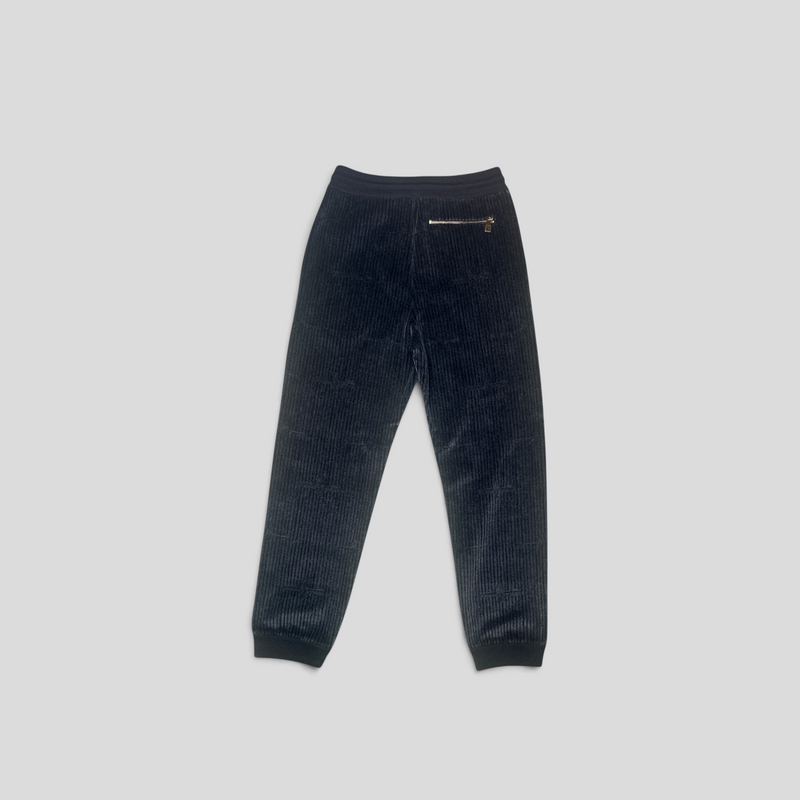 CLB XXIII Louis Vuitton X Park Seo-Bo dark grey velvet trackpants with ribbed cuffs and back zipper pocket