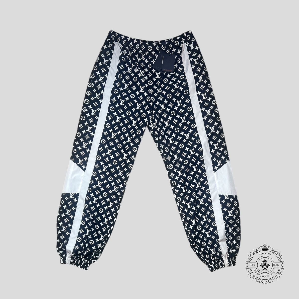 Louis Vuitton Monogram Printed Technical Trackpants in Black/White