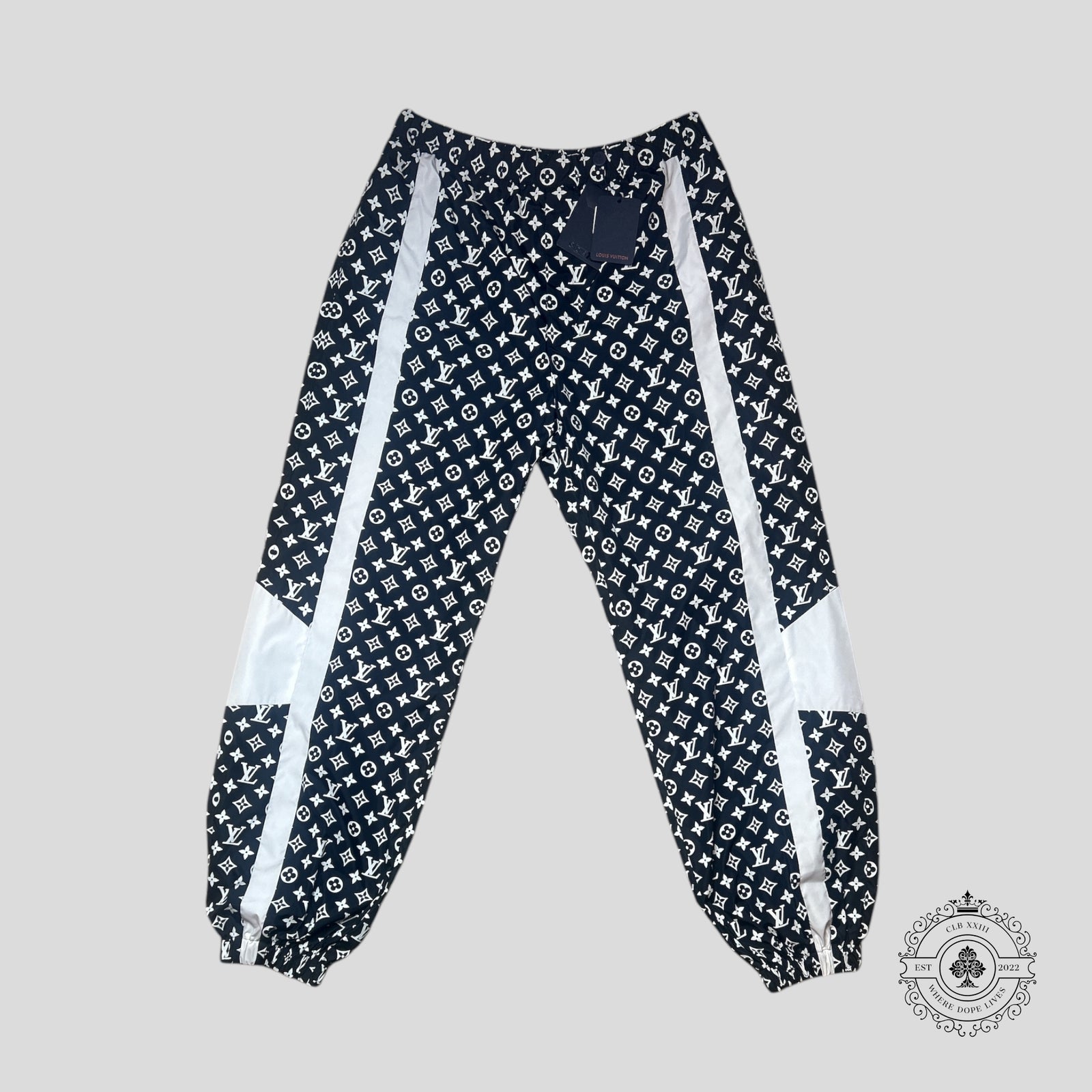 Louis Vuitton Monogram Printed Technical Trackpants in Black/White