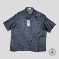Dior CD Icon Silk Button Up Bowling Shirt in Grey