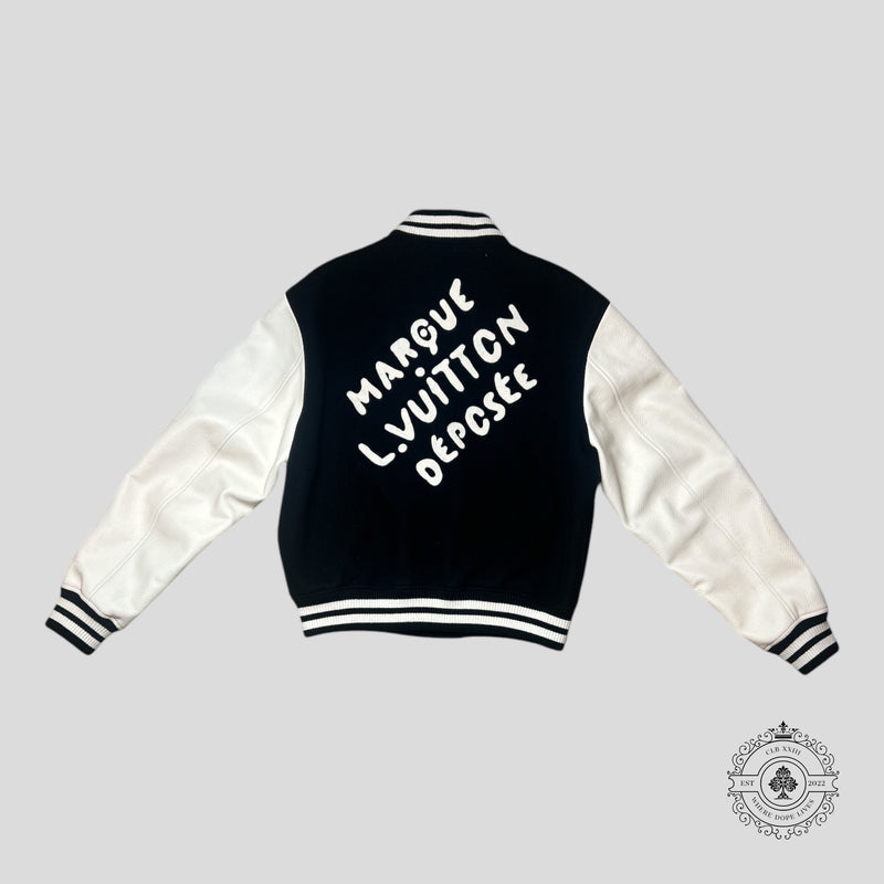 Louis Vuitton Marque Deposee Varsity Jacket in Black/White
