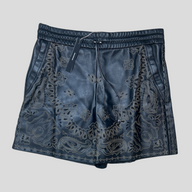 Amiri Leather Bandana Boxing Shorts in Brown