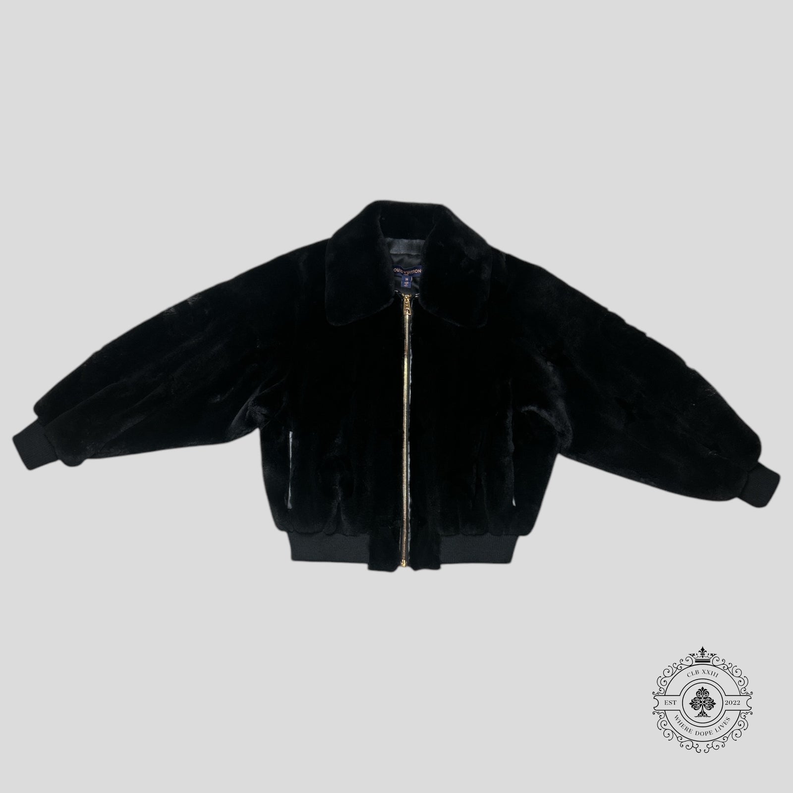Louis Vuitton Monogram Mink Bomber Jacket in Black